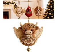 Generico Animal Angel Crochet Ornament DIY Kit,Beginner Friendly Cute Animal Shape Hanging Decor Craft Set with Soft Yarn,Tree Decoration Craft for Adults, for Handmade Lovers Gift