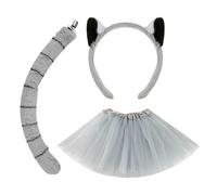 Generico Animal Ears, Lemur Headband and Tail Set, Soft Furry Dress-Up Costume Props, Fun Cosplay Accessory Kit for Holiday, Party, Stage Performance, Carnival, Birthday, Pretend Play