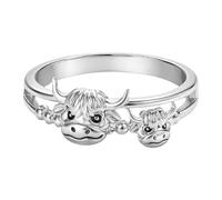 Generico Animal Finger Ring - Warm Inspirational Cow Jewelry, Standard Adjustable Scale with Cute Design, Polished Zinc Alloy, Tarnish-Resistant Finish, Commemorative Gift for Women, Mothers