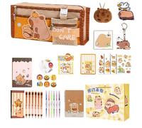 Generico Animal Stationery Set, Large Capacity Multi Layer Pencil Case, 2.36in Complete Supplies for Includes Notebooks, Sticky Notes, Stickers, Pencils More