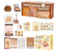 Generico Animal Stationery Set, Large Capacity Multi-Layer Pencil Case, (8.66x3.94x2.36 inches) Back-to-School Supplies Kit, Cute School Essentials for Students, Includes Notebooks
