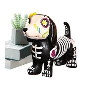 Generico Animal Statue, Skeleton Dog Cat, 11.42 X 6.69in Resin Figurine Decor, Lifelike Bone Detailing, Sturdy Weather Resistant Build for Porch, Patio, Yard, Bookshelf, Party, Room Display