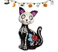 Generico Animal Statue, Skeleton Dog Cat, 11.42 X 6.69in Resin Figurine Decor, Lifelike Bone Detailing, Sturdy Weather Resistant Build for Porch, Patio, Yard, Bookshelf, Party, Room Display