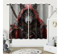Generico Animale 3D Tende da 2 Pannelli Ombreggiatura 117L x 229A CM Il Lupo Cavaliere In Veste Rossa Poliestere Isolamento Termico Tenda per Finestra per Camera da Ietto Soggiorno Cucina Sala Giochi