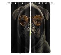 Generico Animale 3D Tende da 2 Pannelli Ombreggiatura 85L x 200A CM Cane Che Indossa Occhiali Felpa Poliestere Isolamento Termico Tenda per Finestra per Camera da Ietto Soggiorno Cucina Sala Giochi