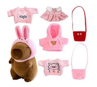 Generico Animale di peluche di capibara,Peluche di capibara di peluche | 7X Capibara simpatico in - Il in Capibara da 9 pollici include 1 cappello da coniglio, 4 panni, 2 borse per adul