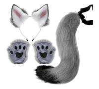 Generico Animali 3 pezzi con Zampe di Volpe,Orecchie e Coda di Volpe,Foxy Glamour Accessori,Cosplay,Fascia Orecchie Halloween Festa Tema Elegante Stile Cortigiana,Carino,per Donna e Bambine (B, A)