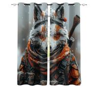 Generico Animali Antropomorfi 3D Tende da 2 Pannelli Ombreggiatura 70L x 160A CM Cavaliere Volpe Poliestere Isolamento Termico Tenda per Finestra per Camera da Ietto Soggiorno Cucina Sala Giochi