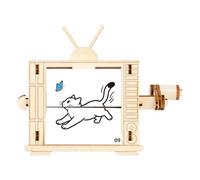 Generico Animation Machine - Hand Cranked Kit | Wood Retro Toy - Educational STEM Science Experiment TV Shape Fosters Creativity and Learning, Ideal for Kids Homeschool Projects
