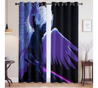 Generico Anime Angelo Fantasia dark Tende Per Interni - Privacy Tende con Occhielli, Viola, 168L x 183A cm (2 Pannelli) 66"x72"