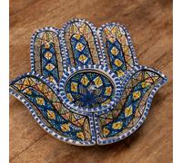 Generico Antipastiera Mano di Fatima in Ceramica Terracotta Tunisina, Dipinta a Mano- 30x28x5cm- 2611201214 Tunisia,Marocco,Turchia