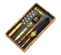 Generico Antique Faether Pen for Writing, Quill Pen Ink Set | Feathers Caligraphy Pens Inks Set with Replacement Nibs, Inks, Wax Seal Sticks, Seal Stamp Calligraphyi Dip Pens Gift Sets