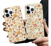 Generico Aoldimu 2 Pack Fall Pumpkin Leaves Phone Case, Aesthetic Autumn Pine Cones Pattern Cover for Women Girls, Soft TPU Protective Shockproof Cases for iPhone 13/14/15/16 pro max (14,E)