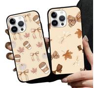 Generico Aoldimu 2 Pack Fall Pumpkin Leaves Phone Case, Aesthetic Autumn Pine Cones Pattern Cover for Women Girls, Soft TPU Protective Shockproof Cases for iPhone 13/14/15/16 pro max (15 pro,A)