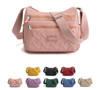 Generico Apparent Crossbody Bag,Ladies Travel Handbag,Nylon Shoulder Messenger Bag,Lightweight Travel Handbag for Woman (Pink)