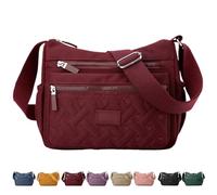 Generico Apparent Crossbody Bag, Large Capacity Waterproof Nylon Shoulder Messenger Bag, Soft with Multi Pocket for Women (Red)