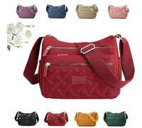 Generico Apparent Crossbody Bag, Nylon Shoulder Messenger Bag, Multi Pocket Crossbody Bag, Waterproof Large Capacity (burgundy)