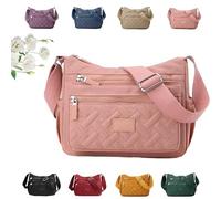 Generico Apparent Crossbody Bag, Nylon Shoulder Messenger Bag, Multi Pocket Crossbody Bag, Waterproof Large Capacity (pink)