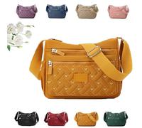 Generico Apparent Crossbody Bag, Nylon Shoulder Messenger Bag, Multi Pocket Crossbody Bag, Waterproof Large Capacity (yellow)