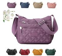 Generico Apparent Crossbody Bag, Nylon Shoulder Messenger Bag, Multi Pocket Crossbody Bag, Waterproof Large Capacity (Purple)