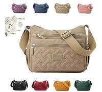 Generico Apparent Crossbody Bag, Nylon Shoulder Messenger Bag, Multi Pocket Crossbody Bag, Waterproof Large Capacity (khaki)