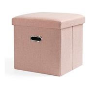 Genérico Appartamenti, righe di lino Otman Fisel Fiskleol, ottomana di riempimento, ottomana riempita, scatola giocattolo piccola per soggiorno, beige, 31 x 31 x 31 cm (arancione 40 x 25 x 25 cm)