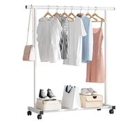 Generico Appendiabiti, Appendiabiti con Ripiano in Rete E Rotelle, Appendiabiti su Ruote, Robusto Appendiabiti, Guardaroba Portatile per Il Soggiorno,Nero,59inch