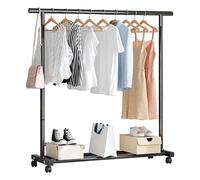 Generico Appendiabiti, Appendiabiti con Ripiano in Rete E Rotelle, Appendiabiti su Ruote, Robusto Appendiabiti, Guardaroba Portatile per Il Soggiorno,Bianca,47inch