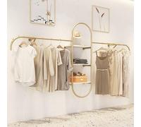 Generico Appendiabiti da Parete con Ripiani, Organizer Multifunzione in Metallo for Guardaroba, Vetrine, Negozi e Grandi Magazzini