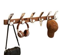Generico Appendiabiti da Parete in Legno di Noce, Senza Fori, Doppio Gancio, per Ingresso e dietro Porta Camera, 3/4/5/6/7/8 Ganci(6 hooks)
