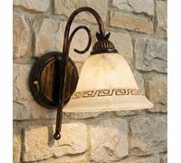 Generico Applique da parete in ferro battuto a 1 Luce Stile Classico Rustico con vetro ambra Greca-AP1