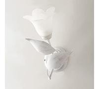Generico Applique da parete in ferro battuto bianco e argento, applique shabby chic, applique 1 luce, lampada da parete moderna bon-186