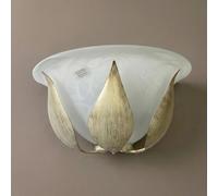 Generico Applique da parete in vetro di murano e ferro battuto avorio e oro, lampada da parete classica shabby chic 1 luce bon-209