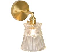 Generico Applique da parete Lampada decorativa comodino 1 luce moderna in ottone con vetro trasparente in satinato toeletta Compatible with bagno,lampadario