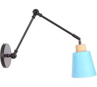 Generico Applique da Parete Vintage Industriale con Braccio Oscillante Regolabile Lampada Retrò In Legno Nero Lampada da Comodino da Fattoria Luce Interna Cablata (Blu) (Blu)