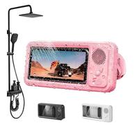 Generico Aqua Play Phone Holder, Aqua Play Shower Phone Holder Waterproof with Speaker, No Need to Worry Shower Noise, 360° Rotation Can Be Installed on any Surface, for Bathroom (Pink)