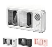 Generico Aqua Play Phone Holder, Aqua Play Shower Phone Holder with Speaker, 100% Waterproof/Fog-Proof & Secure 360° Mount, 60° Fixed Opening Angle for Pick-Up and Placement (White)