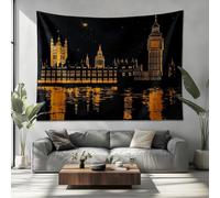 Generico Arazzo da Parete 230x180cm Riflesso Astratto Degli Edifici Della Città Microfibra Arazzi Decorativi Buio Poster Arazzo per Decorazioni Camera Dormitorio Dorm Soggiorno Casa