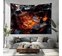 Generico Arazzo Murale Decorativo per Camera da Letto 230x180cm L'Arte Del Ghiaccio E Del Fuoco Morbido Microfibra Arazzo Colore Arancione Tapestry Aesthetic Wall - Decorazione Panoramica