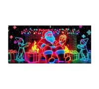 Generico Arazzo Natalizio Extra Large da 4 x 1,8 m, striscioni di Babbo Natale Che Si Illuminano al Buio, arazzo Decorativo da Parete reattivo ai Raggi UV, Poster Natalizi per Decorazioni per Feste