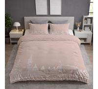 Generico Architettura Completo Letto Rosa, Set Copripiumino Biancheria da Letto in Microfibra con Federe, Orologio Ponte Città, Leggero, Soffice, Piazza E Mezza 220 X 220 cm, Facile cura, Traspirante