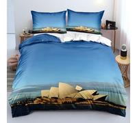 Generico Architettura Completo Letto una Piazza e Mezza Teatro Set Copripiumino Unisex Stampato in 3D, Set per Letto Singolo in Microfibra da 3 Pezzi, 1 Copripiumino e 2 Federe 50x70 cm