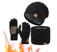 Generico Ardenknit Winter Set- Windproof Knit Hat, Scarf and Gloves, Windproof and Good Elasticity for Cold Weather (Black)