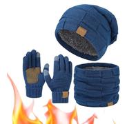 Generico Ardenknit Winter Set- Windproof Knit Hat, Scarf and Gloves, Windproof and Good Elasticity for Cold Weather (Blue)