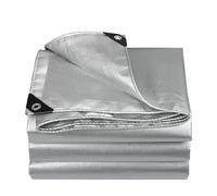 Generico Argento Telo Impermeabile per Esterno, Telone Occhiellato Rinforzato PVC 3.0m 3.5m 4.5m 5.5m 6m 6.5m 7.5m Teloni Protettivo Multiuso per Barche, Legno, Piscina, Mobili da Giardino(8x12m)