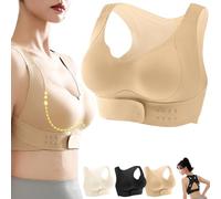 Generico Arisefrom Front Buckle Lifting Correction Bra, Seamless Cross Back Shaping Wireless Sports Push up Bras (Skin,XL)