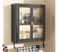 Generico Armadietto Porta medicinali da Parete - Organizer portaoggetti sopra Il WC, Porta spezie in Metallo a 2 Livelli per Cucina e Bagno, armadietto pensile salvaspazio (Nero)