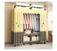 Generico Armadio Pieghevole In Tessuto, Richiudibile Cabina Guardaroba, Portatile Organizzatore Con Asta Appendiabiti, Con Aste Pensili, Per Camera Da Letto Stanza(Yellow1,173cm/68.1inch)