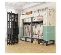 Generico Armadio Portatile In Tessuto, Armadi Salvaspazio Guardaroba, Appendiabiti Pieghevole Per Appendere, Tubo In Acciaio, Per Camera Da Letto(A,195cm/76.8in)