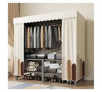 Generico Armadio Portatile Tessuto Con Robuste Aste Pensili Ripostiglio, Organizzatore In Tessuto Con Ripiani Portaoggetti, Per Camera Da Letto Soggiorno(C,150cm/59.1in)